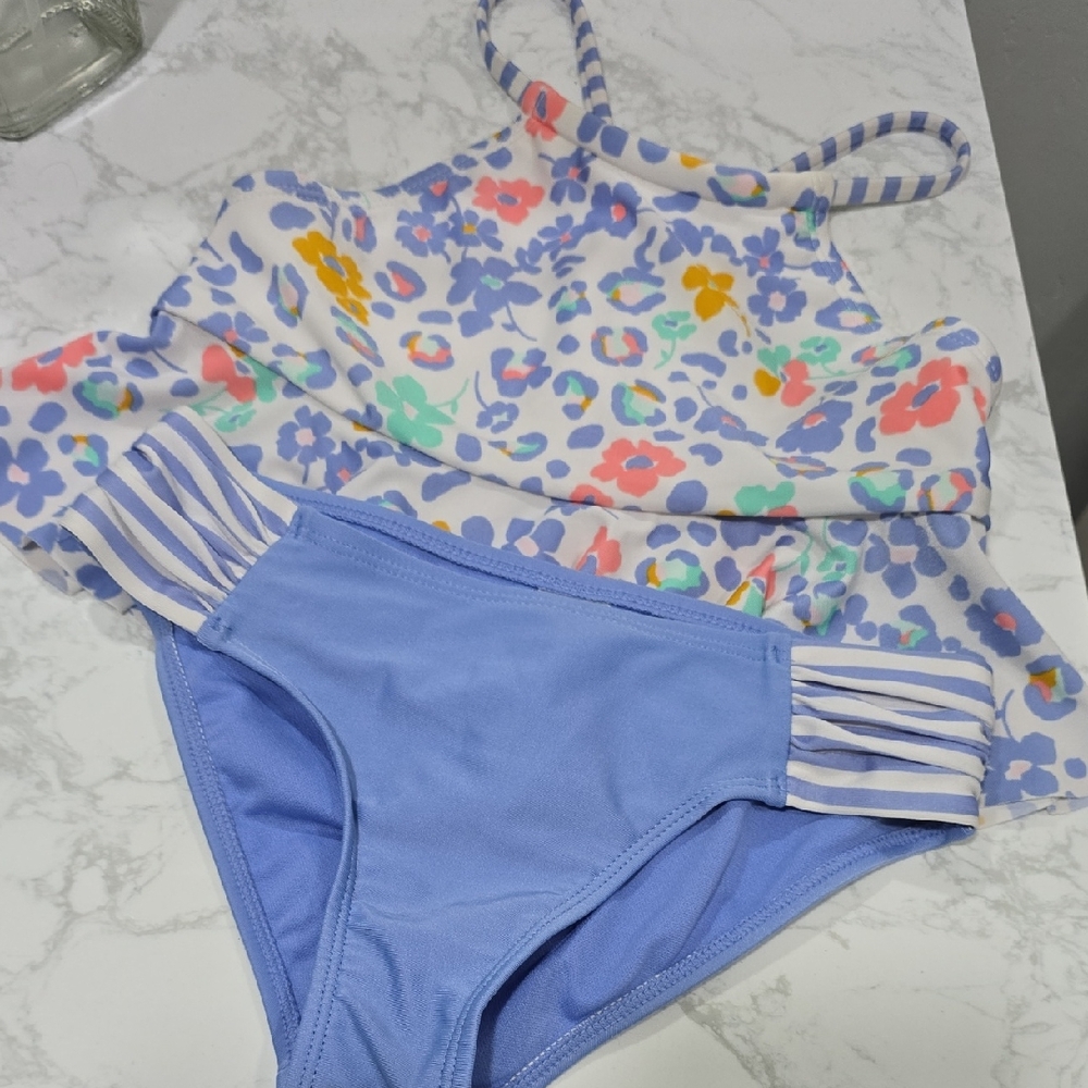 Cat & Jack Multicolor Floral Swim Set Kid Size M (7-8)